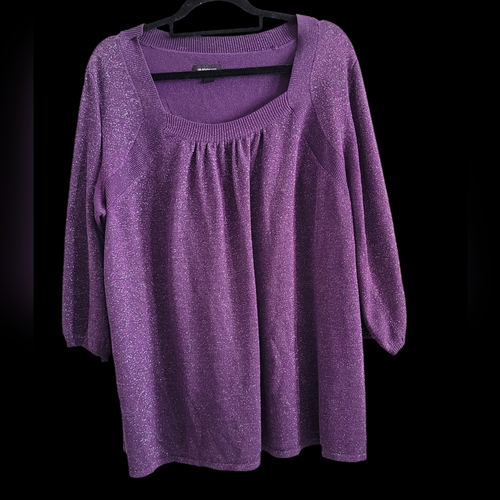 Avenue Purple Sparkly Knit Top, Size 2X/3X